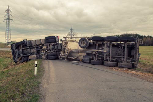 semi truck accident on road