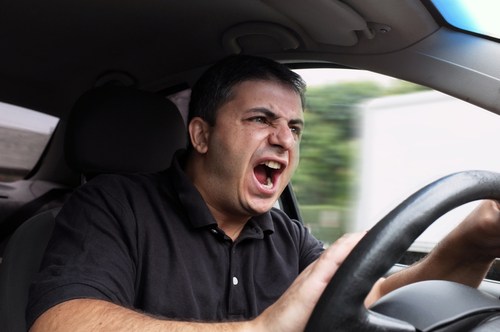 Man angrily driving