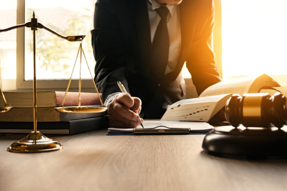 A lawyer working on paperwork