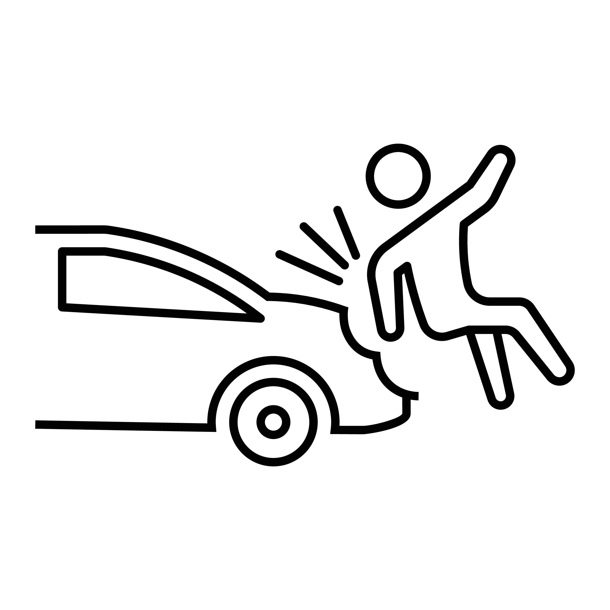 vector of a stick figure being hit by a car