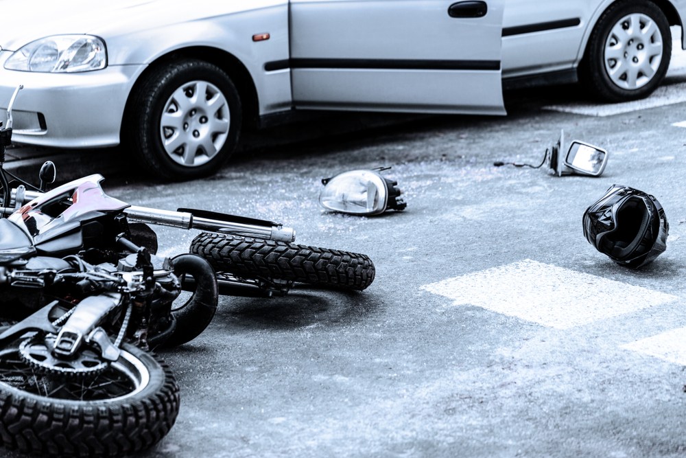 traffic accident between a motorcycle and a car