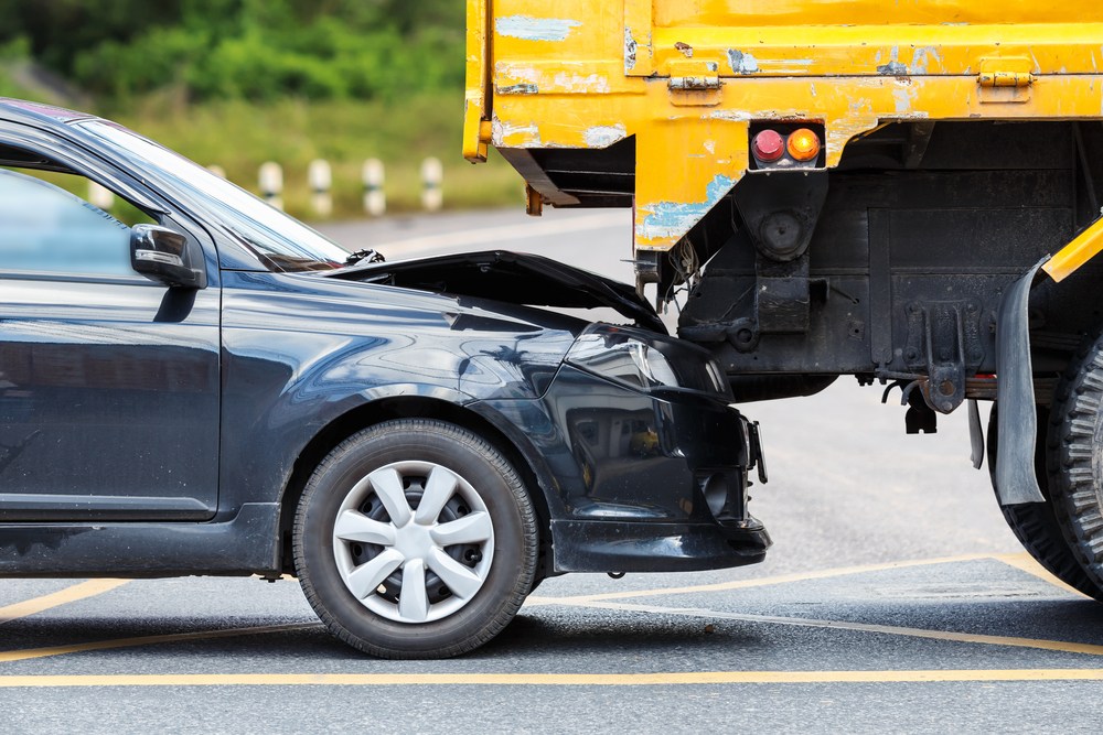 car hitting a truck from behind