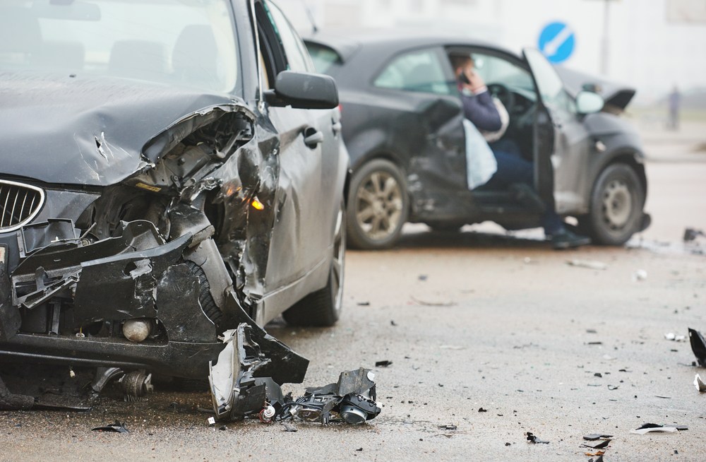 smashed-up BMW