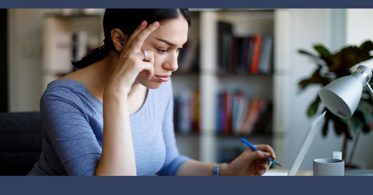 A young woman studies for law school