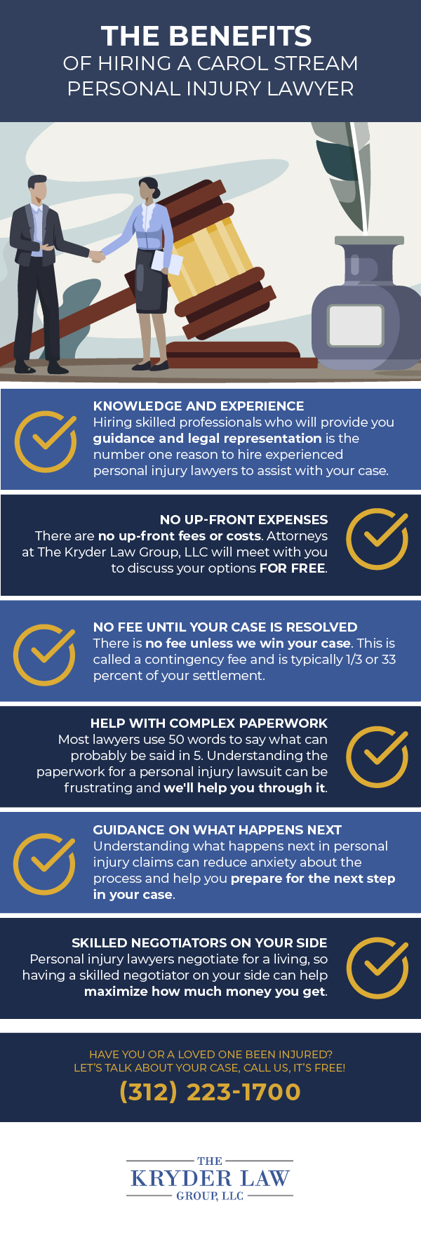 The Benefits of Hiring a Carol Stream Personal Injury Lawyer Infographic