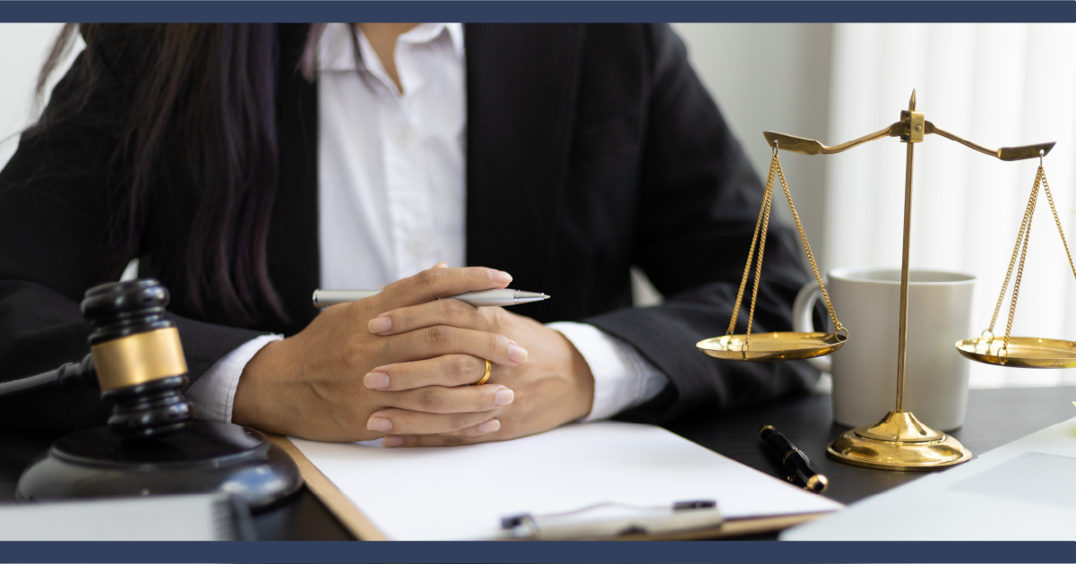 Lawyer in an office at a desk.