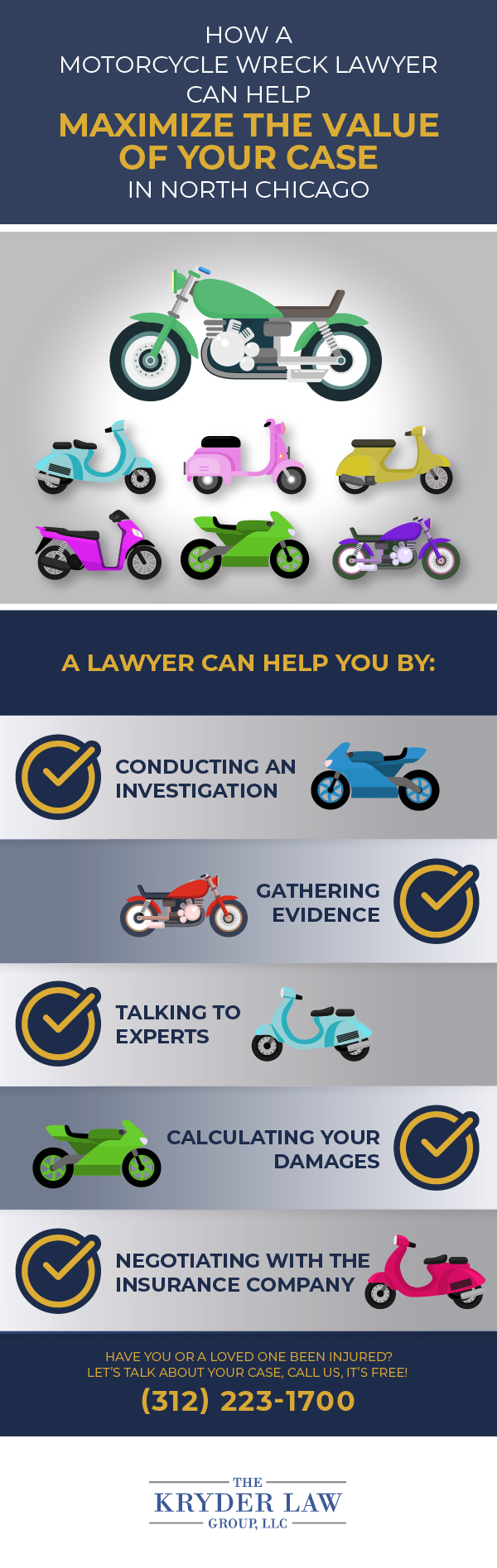 Infografía de los beneficios de contratar un abogado de accidentes de motocicleta en North Chicago