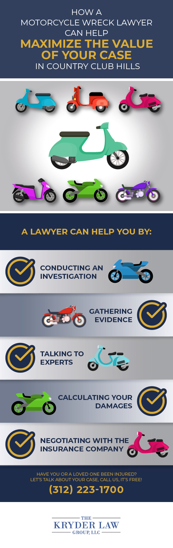 Cómo un abogado de accidentes de motocicleta puede ayudar a maximizar el valor de su caso en Country Club Hills