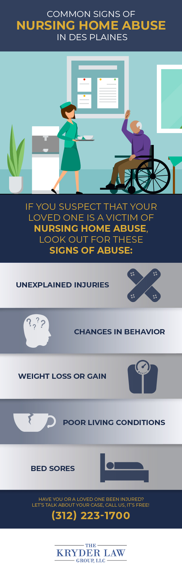 Signos comunes de abuso en hogares de ancianos en Des Plaines