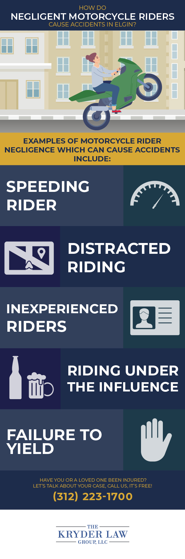 How Do Negligent Motorcycle Riders Cause Accidents in Elgin?