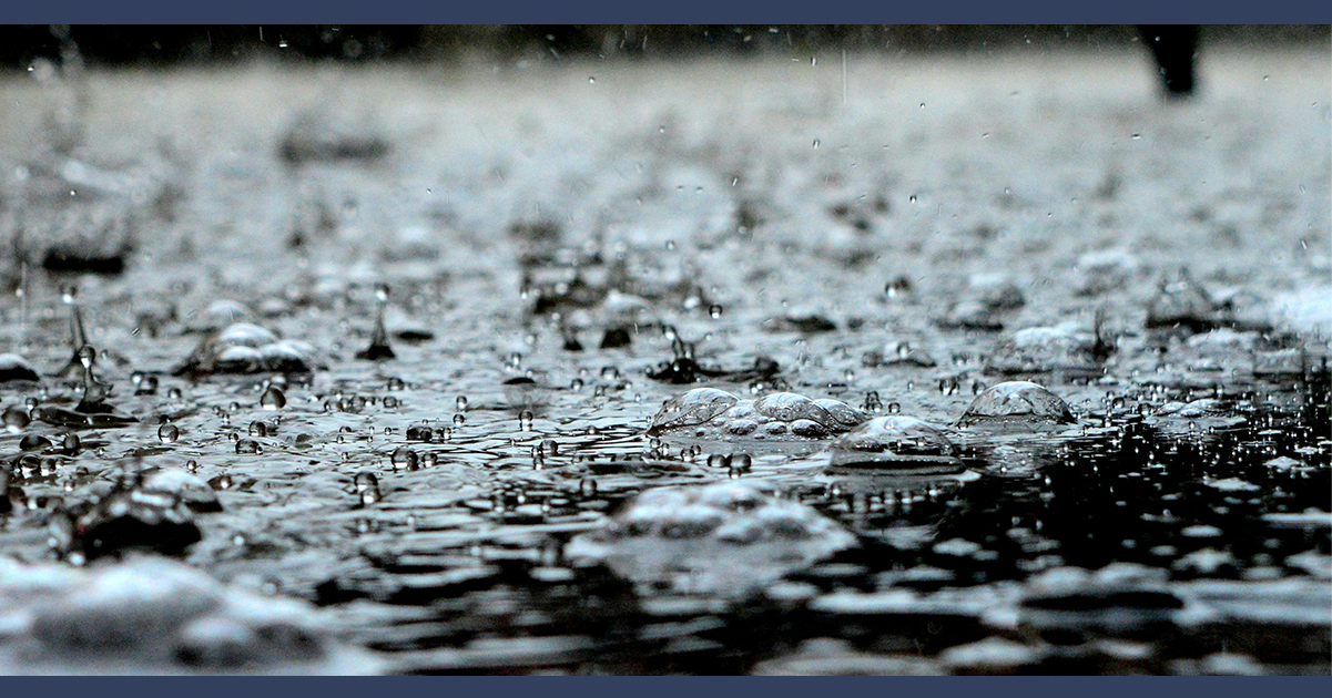 rainfall making a street wet