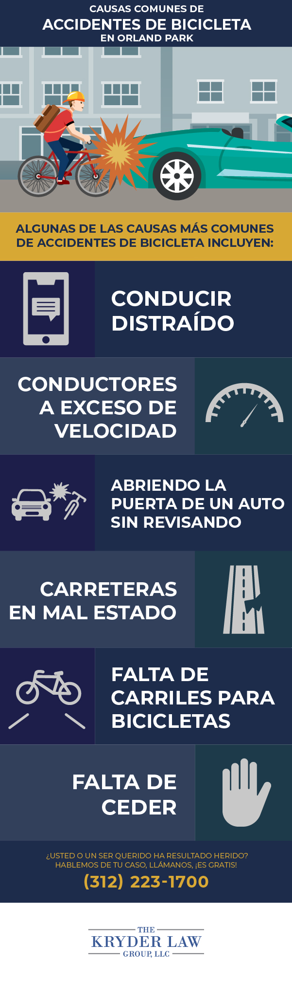 Causas comunes de accidentes de bicicleta en Orland Park