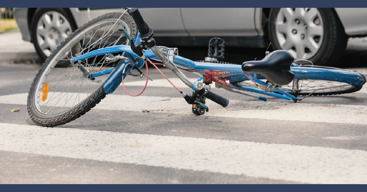 Bicycle in the road after car accident