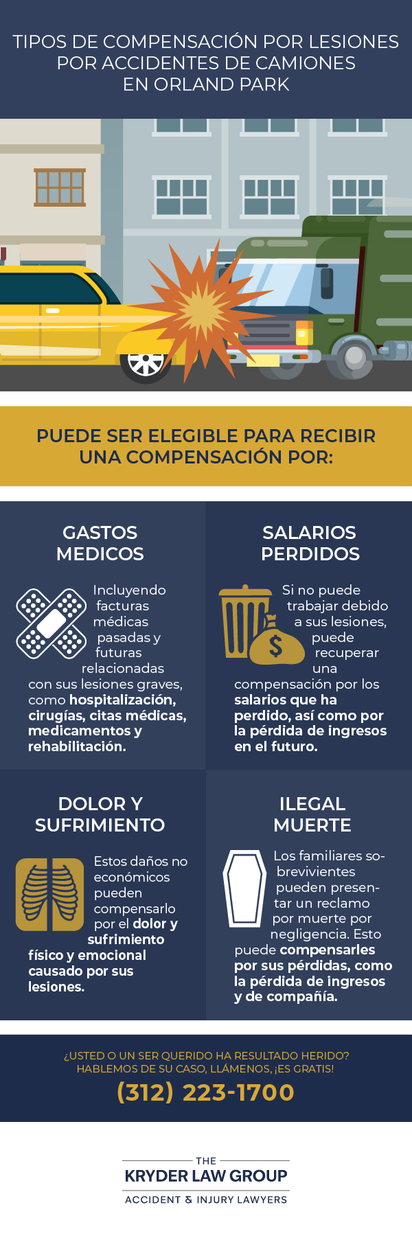 Tipos de Compensación por Lesiones de Choque de Camión en Orland Park