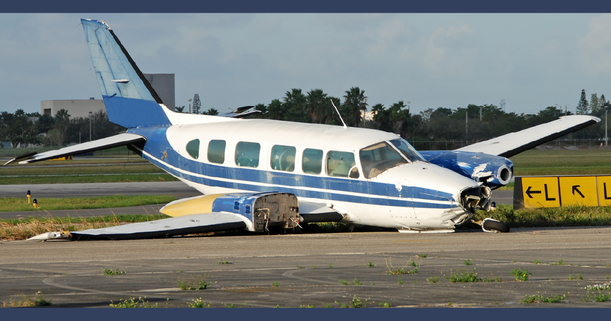 Crashed Private Plane on Runway Illustrating Pilot Inexperience