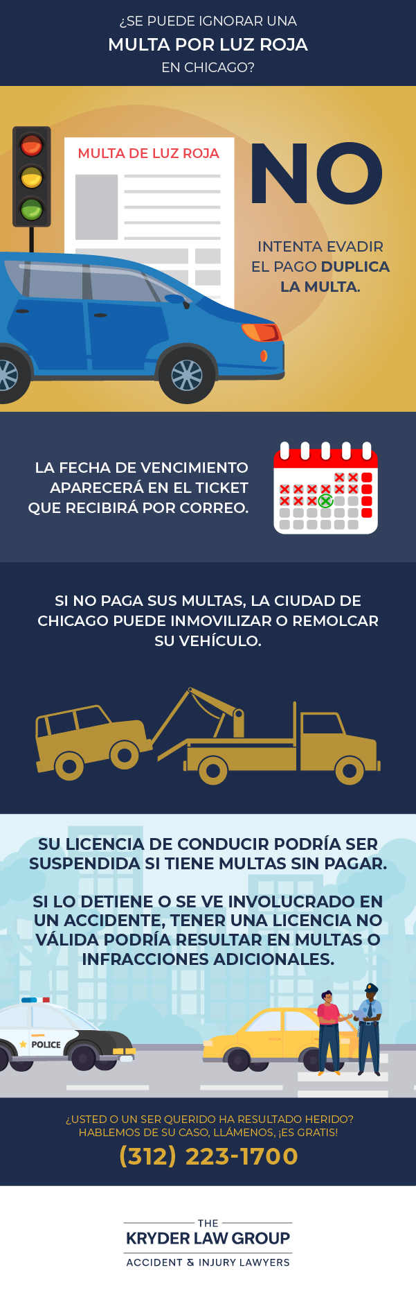 ¿Se puede ignorar una multa de semáforo en rojo en Chicago?