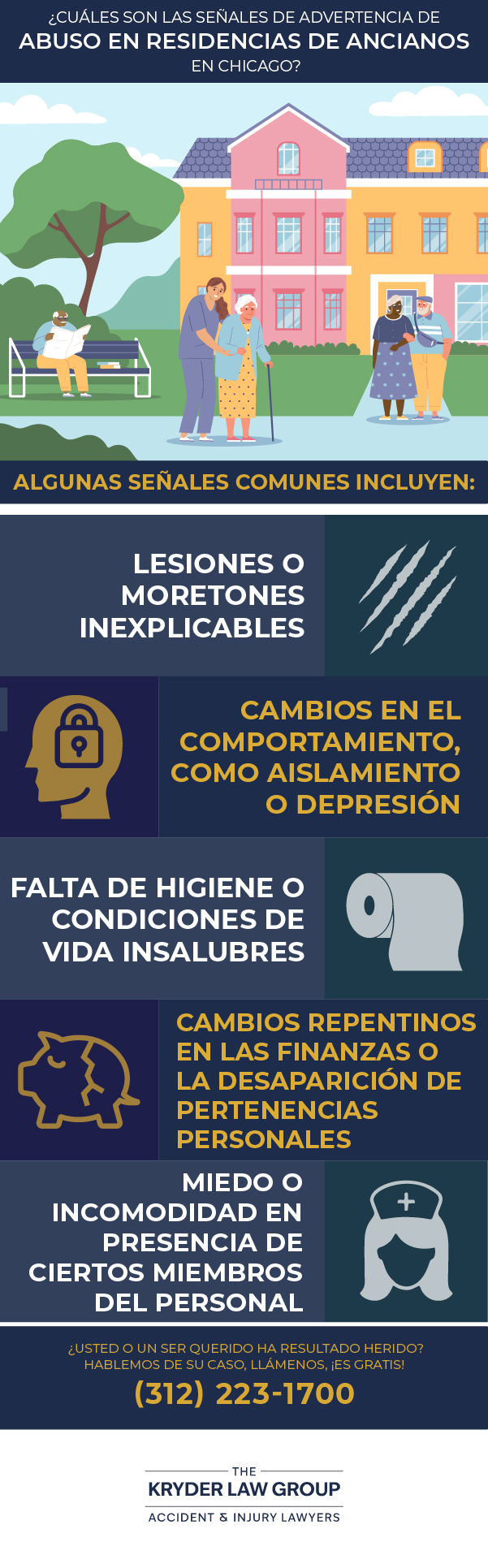 ¿Cuáles son las señales de advertencia de abuso en hogares de ancianos en Chicago?